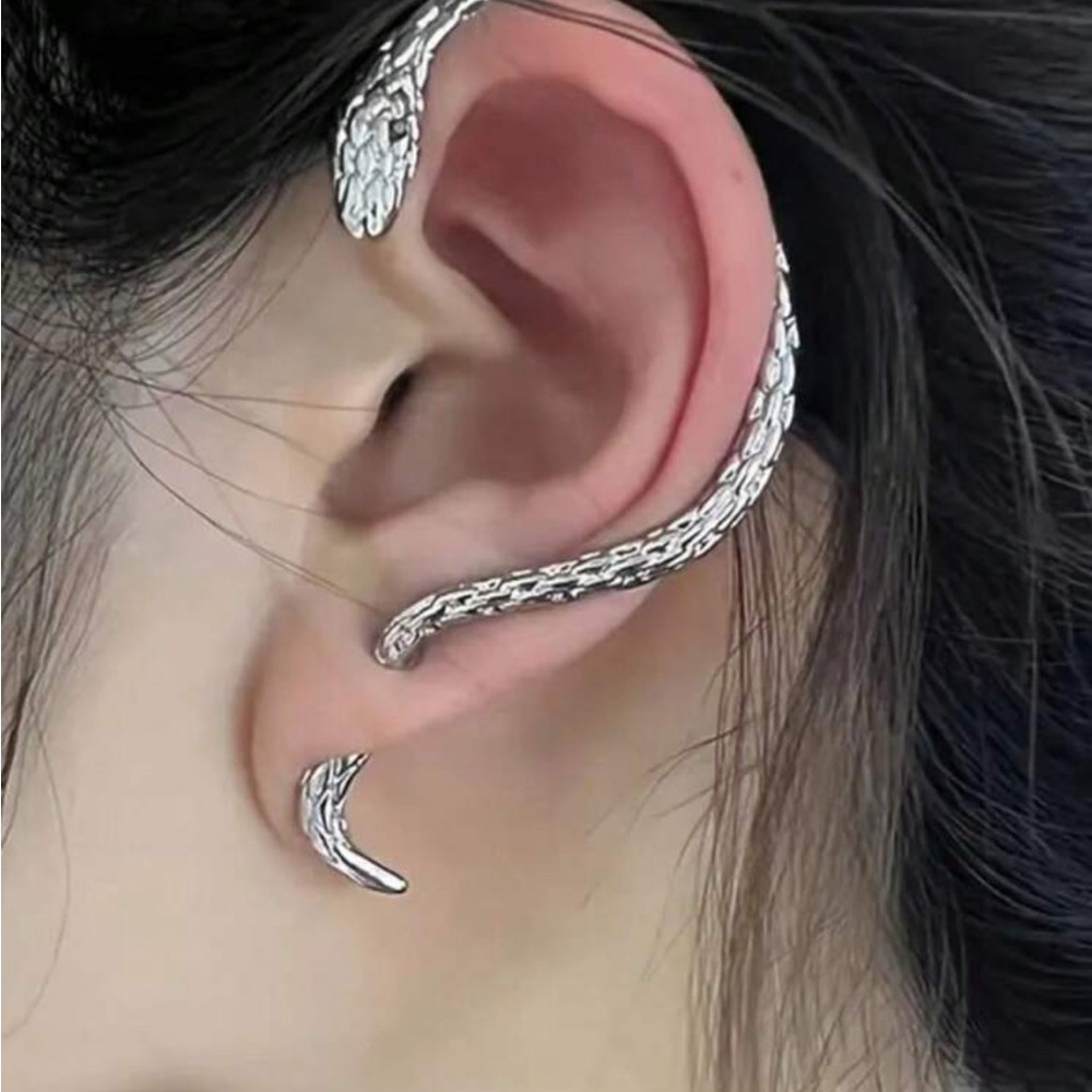 SHEIN Silver Serpent Wrap-Around Earring